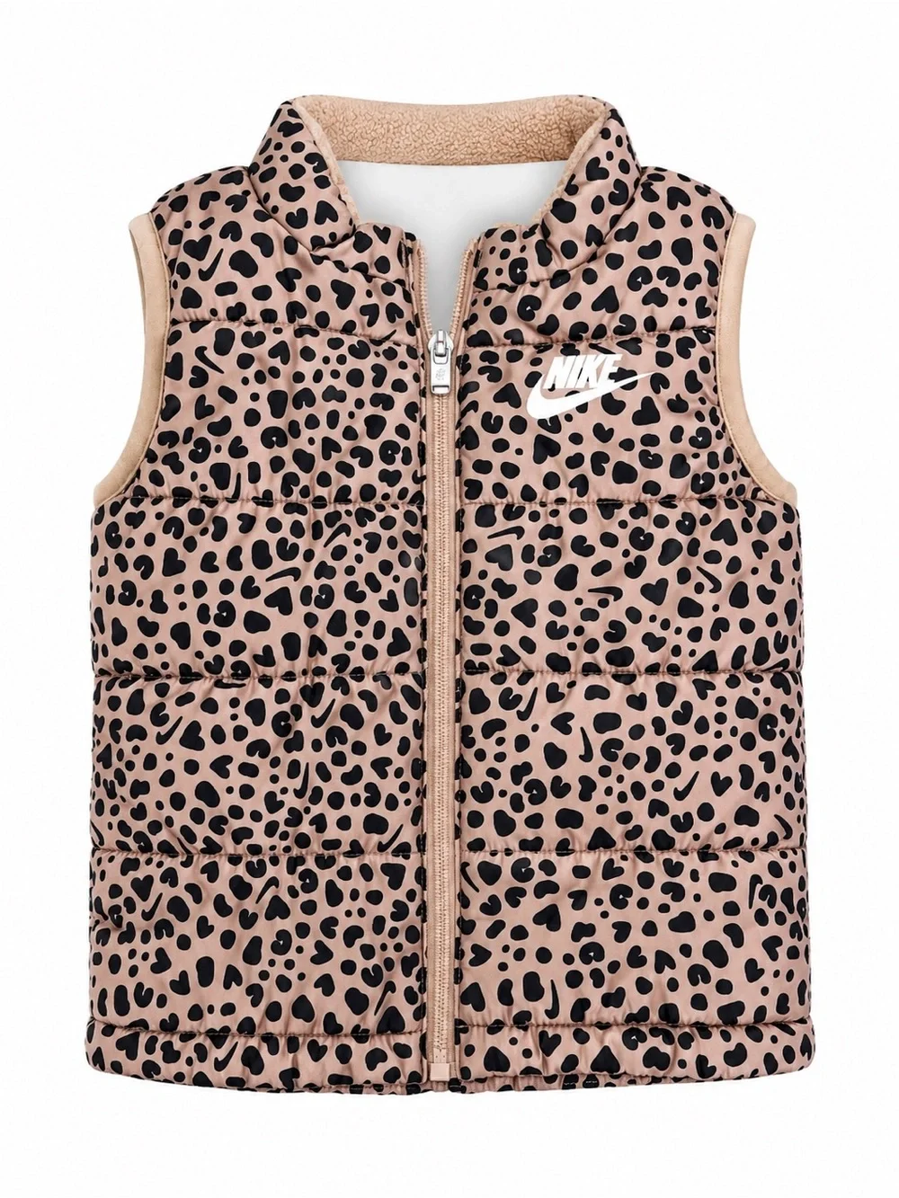 Nike Toddler 2T / 24M Leopard Heart Puffer Vest Zip Up